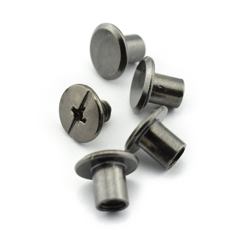 LQ Industrial 120pcs Chicago Screw Slotted Philip Head Binding Screws Rivet Book Binding DIY Leather Craft Assembly Bolt 5x6mm Black - Image 1